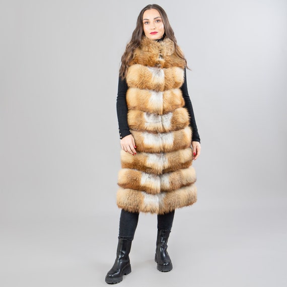 Real fox fur vest sale