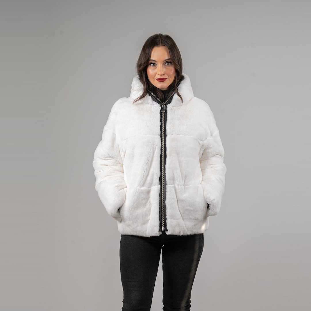 ジャケット・アウター Na.e Reversible Fur Coat_White Luxury & Versatility – Reversible White Rabbit Fur Jacket - Etsy