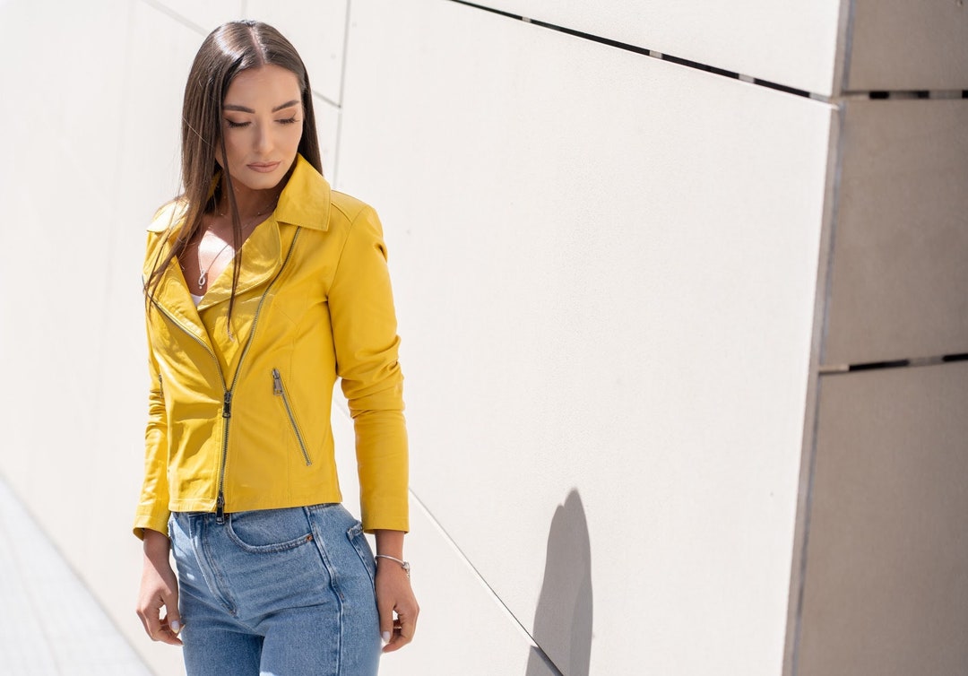 Giacchetto di pelle giallo deals