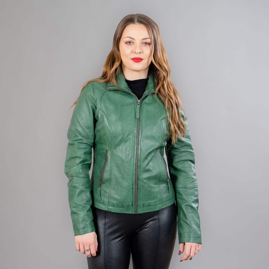Veste en cuir verte hotsell