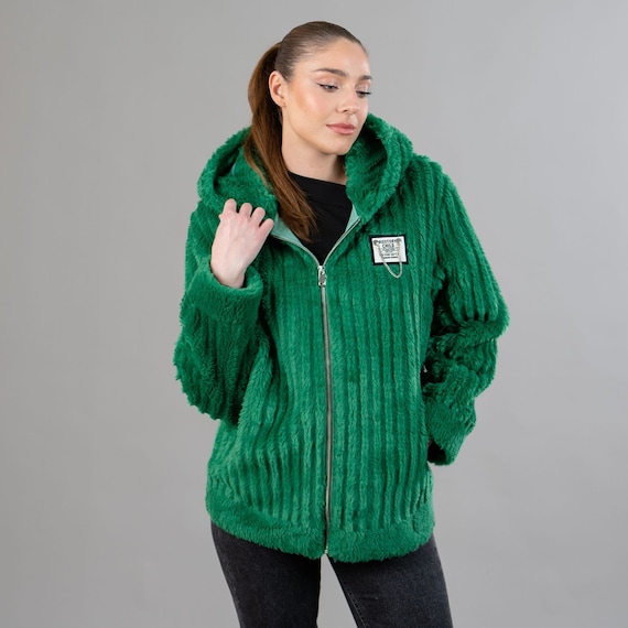 Chaqueta de pelo sintetico con capucha en color verde Etsy Espana