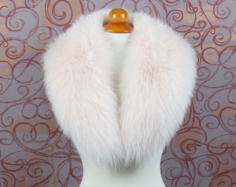 Baby Pink Real Fox Fur Collar For Women Detachable Stole Wedding Fur Shawl