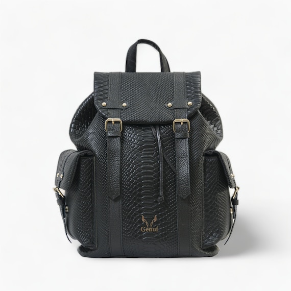 Leather Black Large Backpack -  Norway