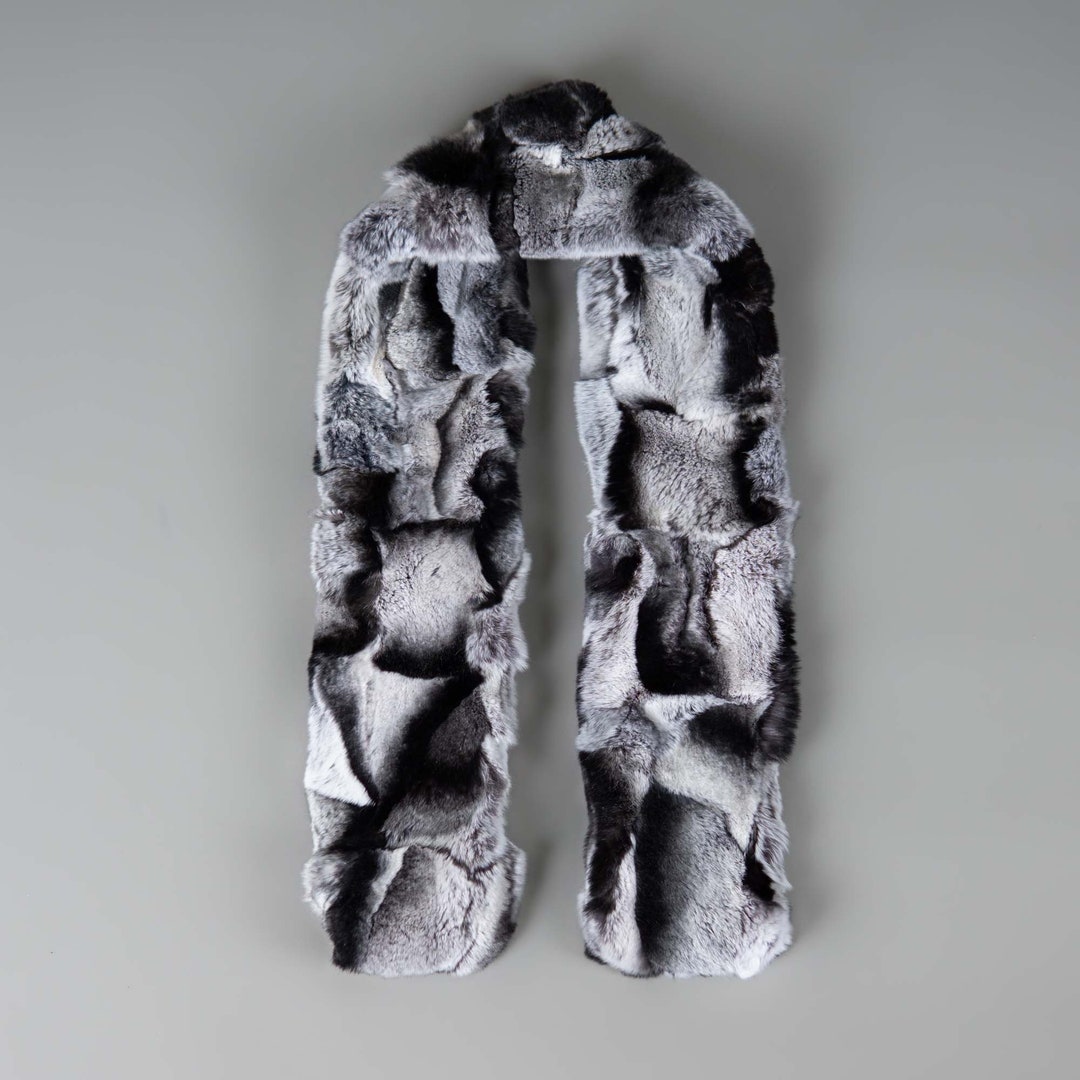 Gray Rex Rabbit Fur Scarf: Unisex Pull-through Style - Etsy