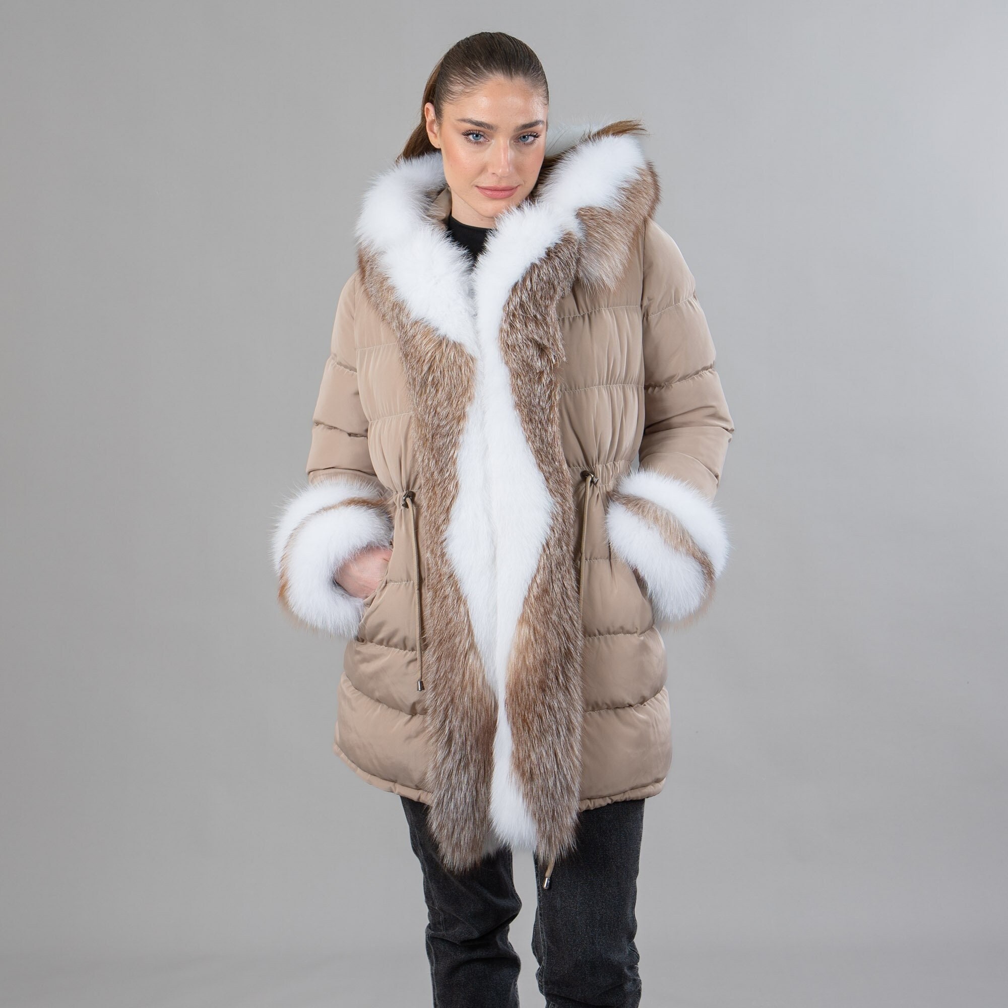 Bridle path down parka with genuine fox shop fur trim
