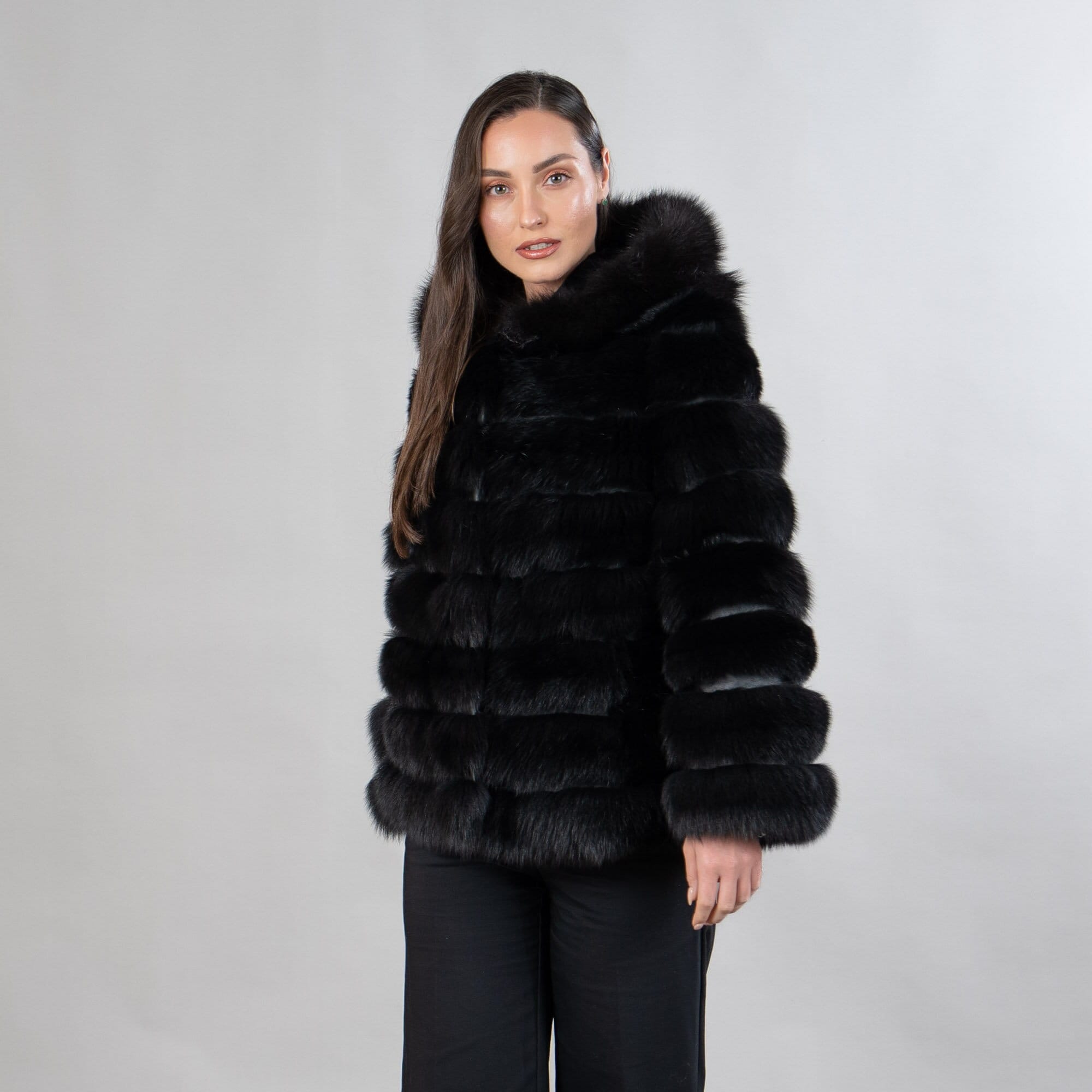 Fox Fur Polymorphic Coat in Black Color - Etsy