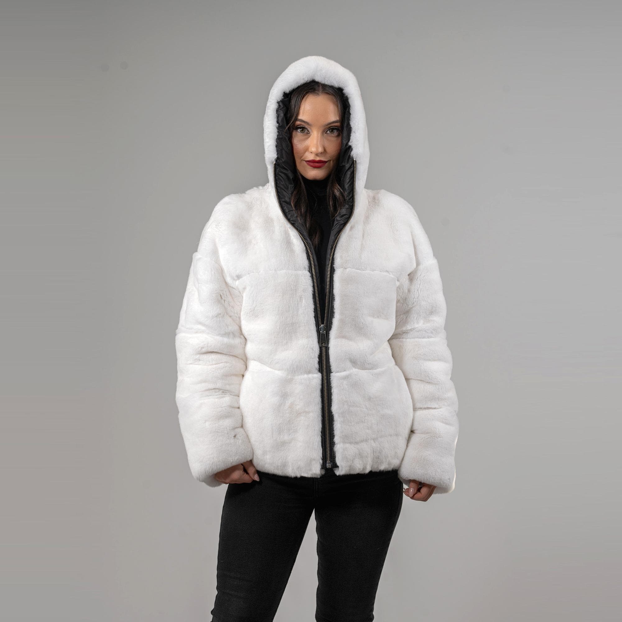 ジャケット・アウター Na.e Reversible Fur Coat_White Luxury & Versatility – Reversible White Rabbit Fur Jacket - Etsy