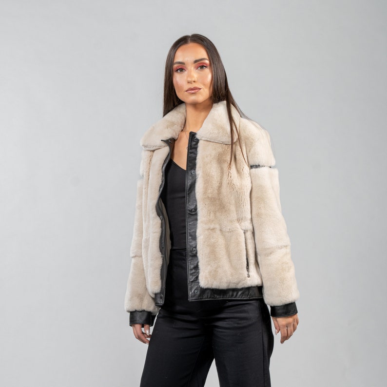 Pure Rabbit Jacket Real Rabbit Fur Jacket in Beige Color - Etsy