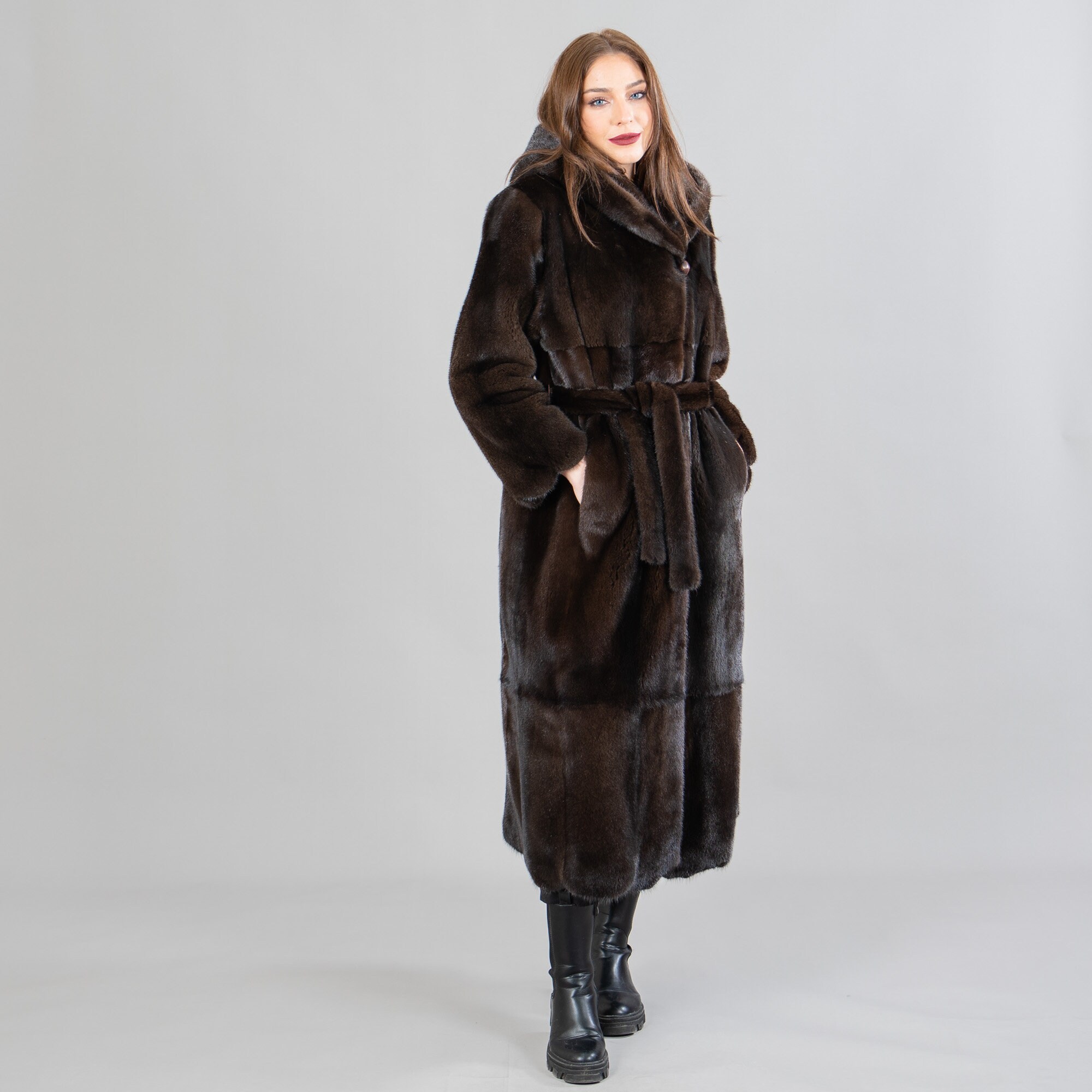 Monogram Mink Hooded Wrap Coat - Women - Ready-to-Wear