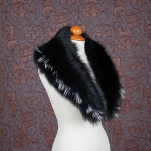 Real Fox Fur Collar In Black Color With White And Silver Details Detachable Wrap Women Winter image 5