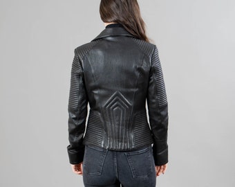 Real Leather Jacket in Black With A Belt - Etsy Real Leather Jacket in Black With A Belt - Etsy
