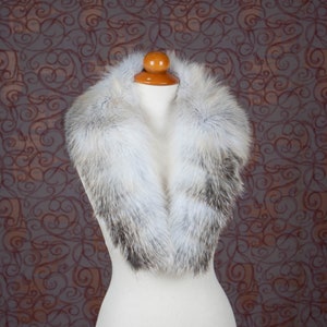 Real Fox Fur Collar In Gray Gold Color Detachable Wrap Women&#39;s Winter