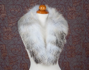 Real Fox Fur Collar In Gray Gold Color Detachable Wrap Women's Winter