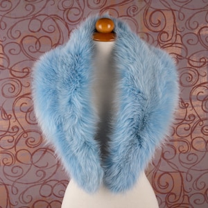 Real Fox Fur Collar In Light Blue Color Detachable Wrap Women Winter