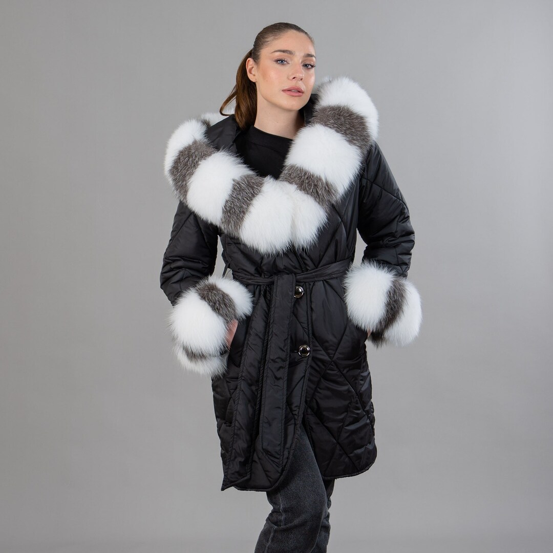 Buy Black Coat With Detachable Fox Fur Online in India