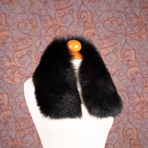 Real Fox Fur Collar In Black Color Unisex Wrap
