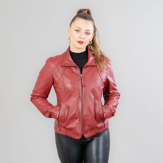 Lamb Leather Jacket in Red Color Etsy Canada