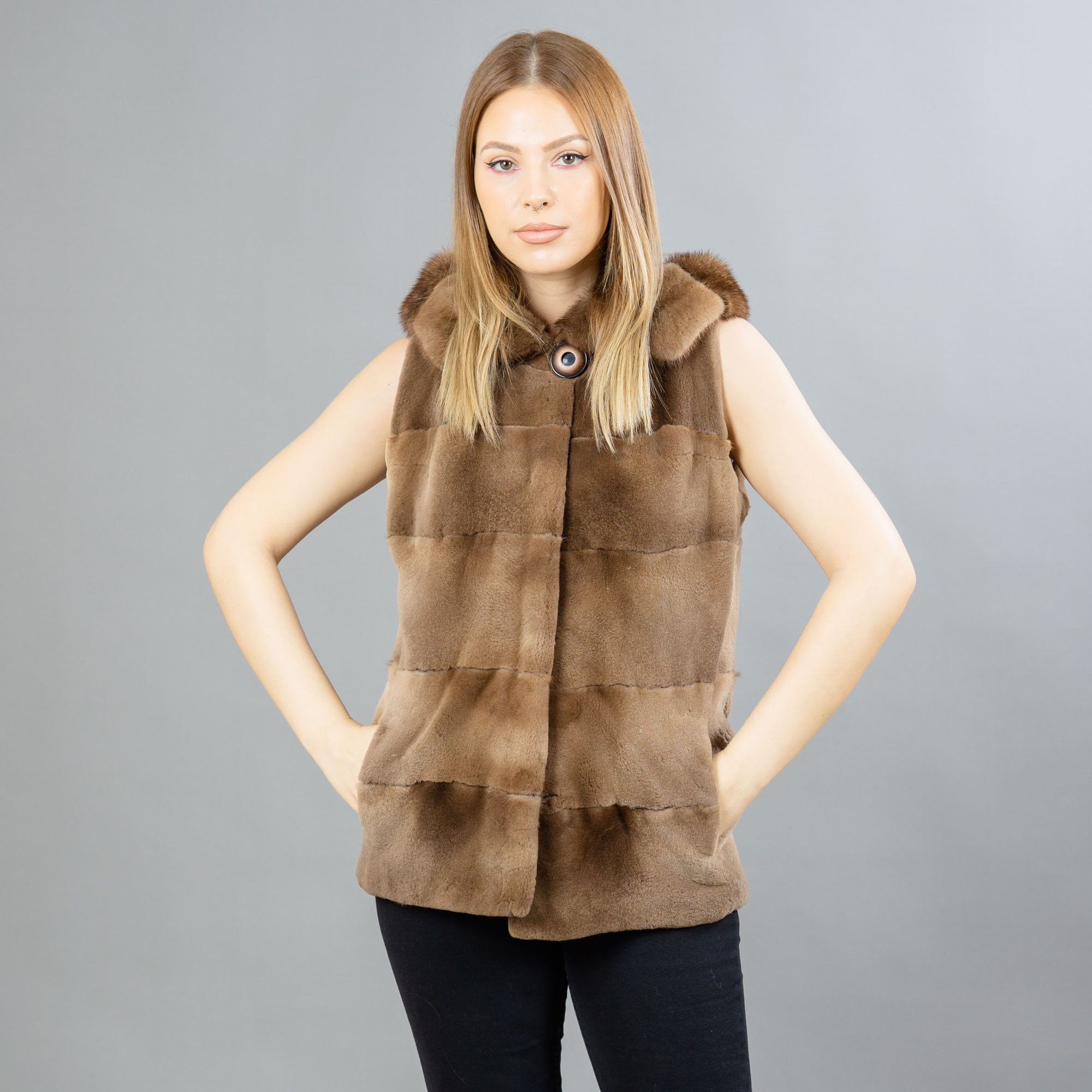 Sleeveless Monogram Mink Jacket - Ready-to-Wear