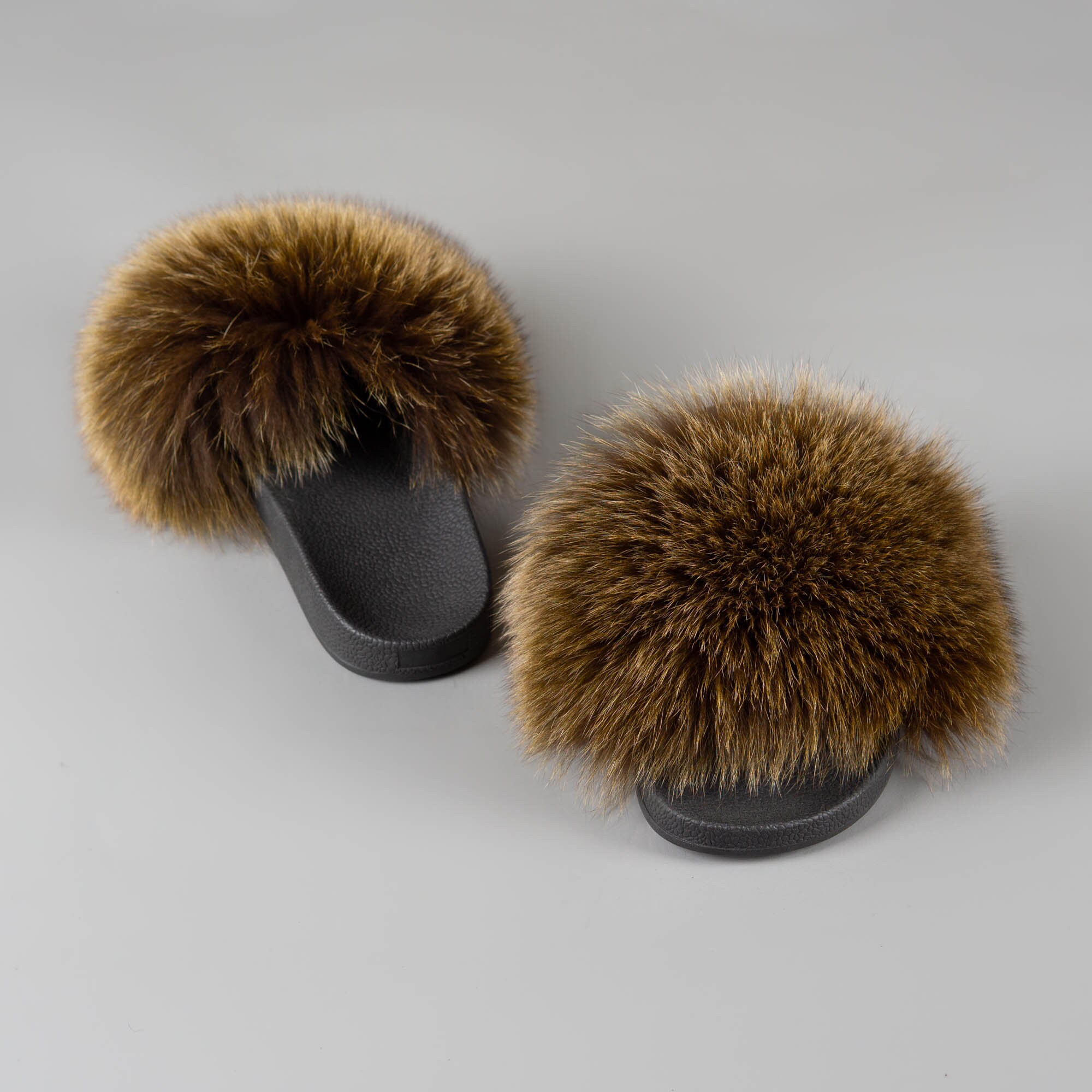 Brown Fur Slides - Etsy