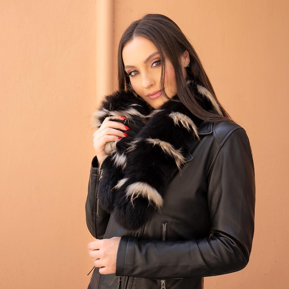 scarf fur fox jacket