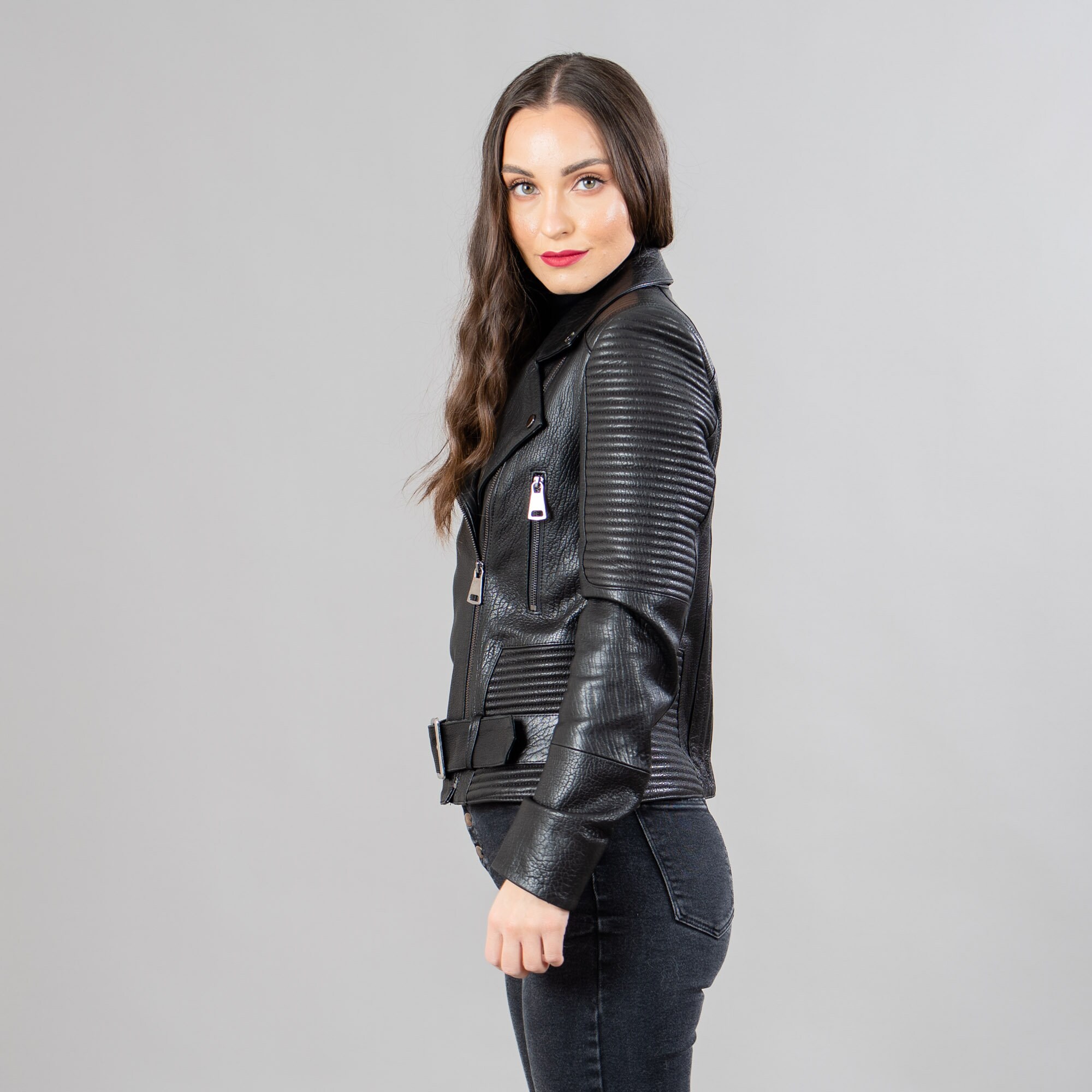 Real Leather Jacket in Black With A Belt - Etsy Real Leather Jacket in Black With A Belt - Etsy