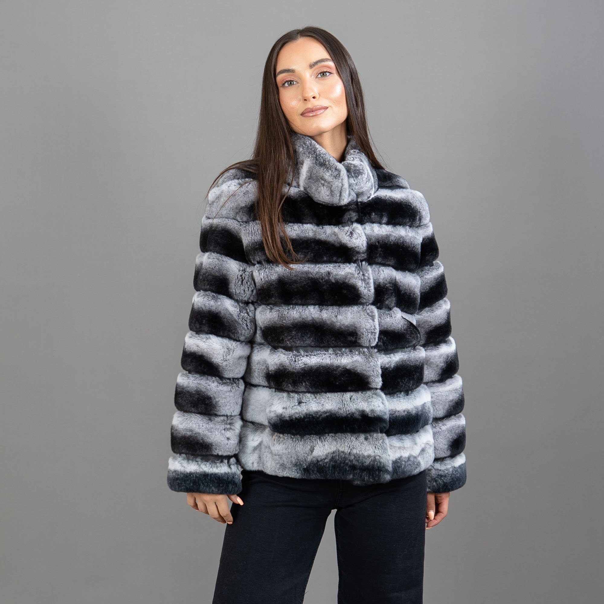 Rabbit Fur Jacket - Grey, The home of Real Fur Jackets