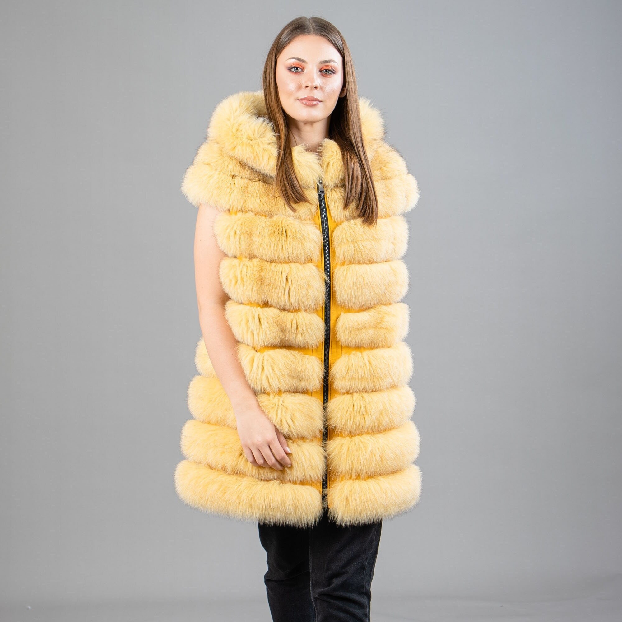 Yellow fur hotsell vest