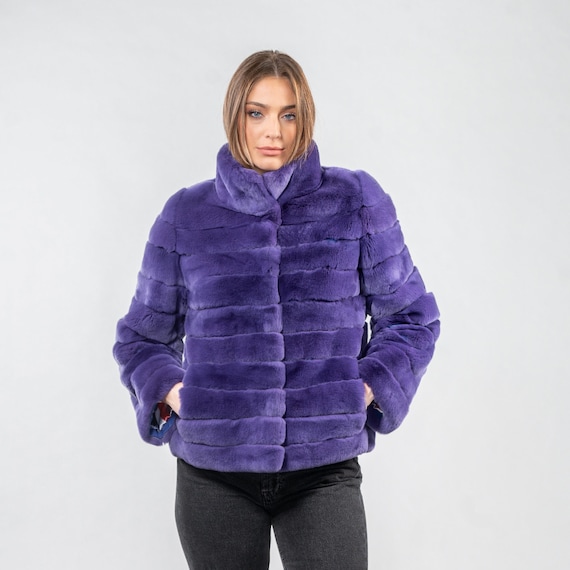 Rex Rabbit Fur Jacket in Purple Color Etsy Singapore