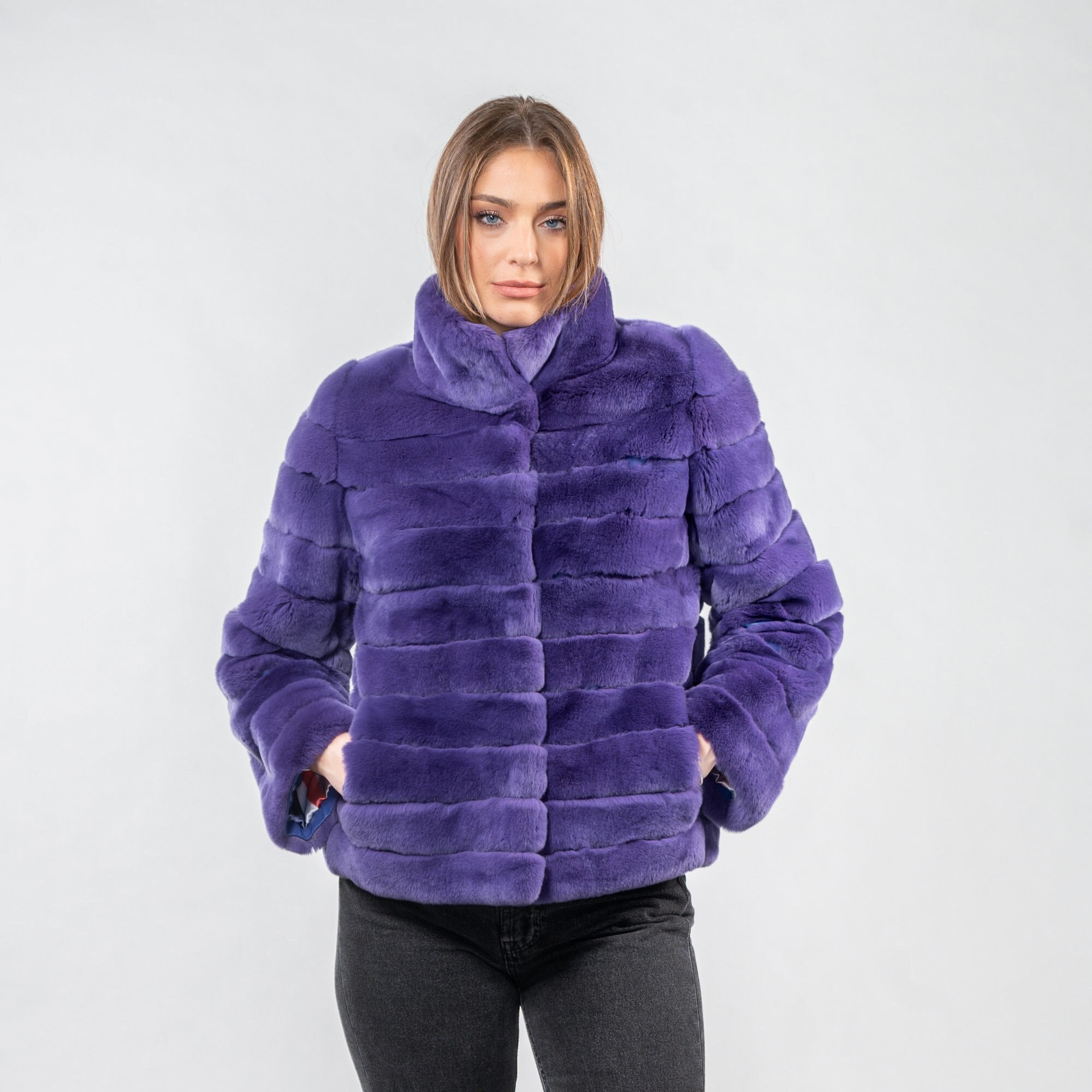Purple fur hotsell coat mens