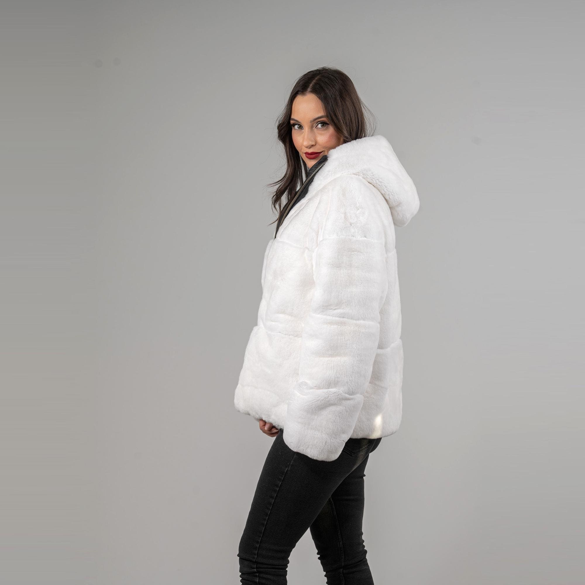 Luxury & Versatility – Reversible White Rabbit Fur Jacket - Etsy