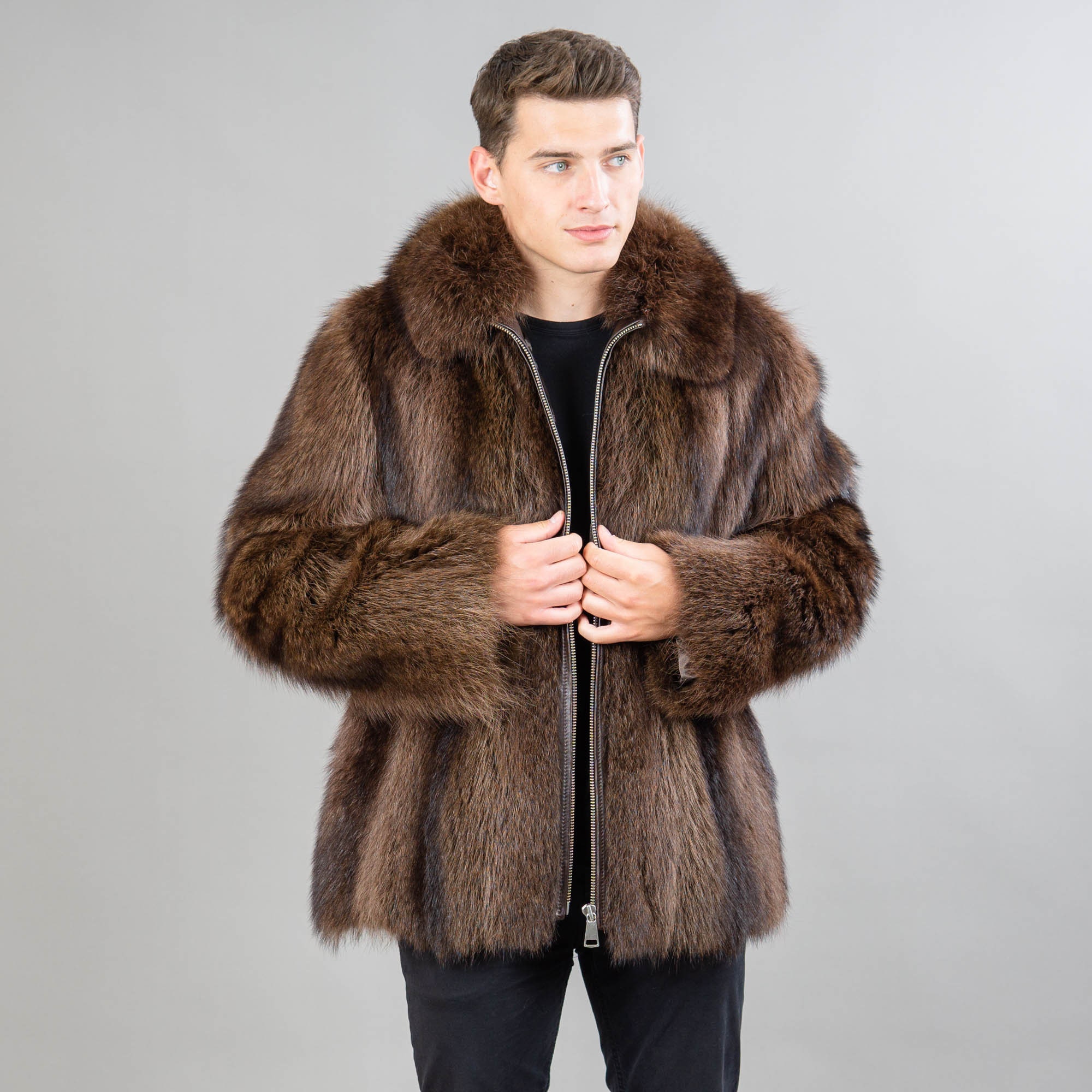 Mens tan fur jacket shop