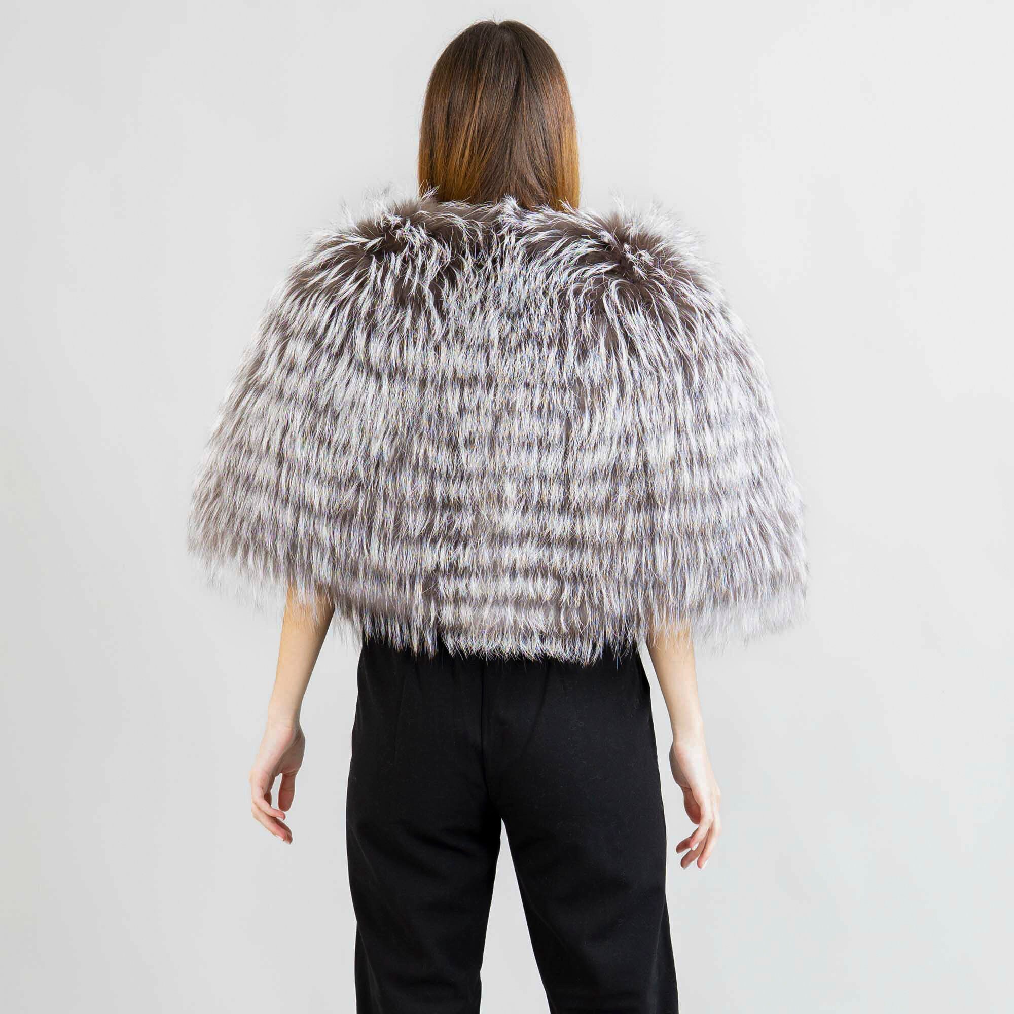 Sciarpa Scialle In Pelliccia Di Volpe Argentata &ndash; Fatta A Mano In Lituania, Stola Elegante Per Donna