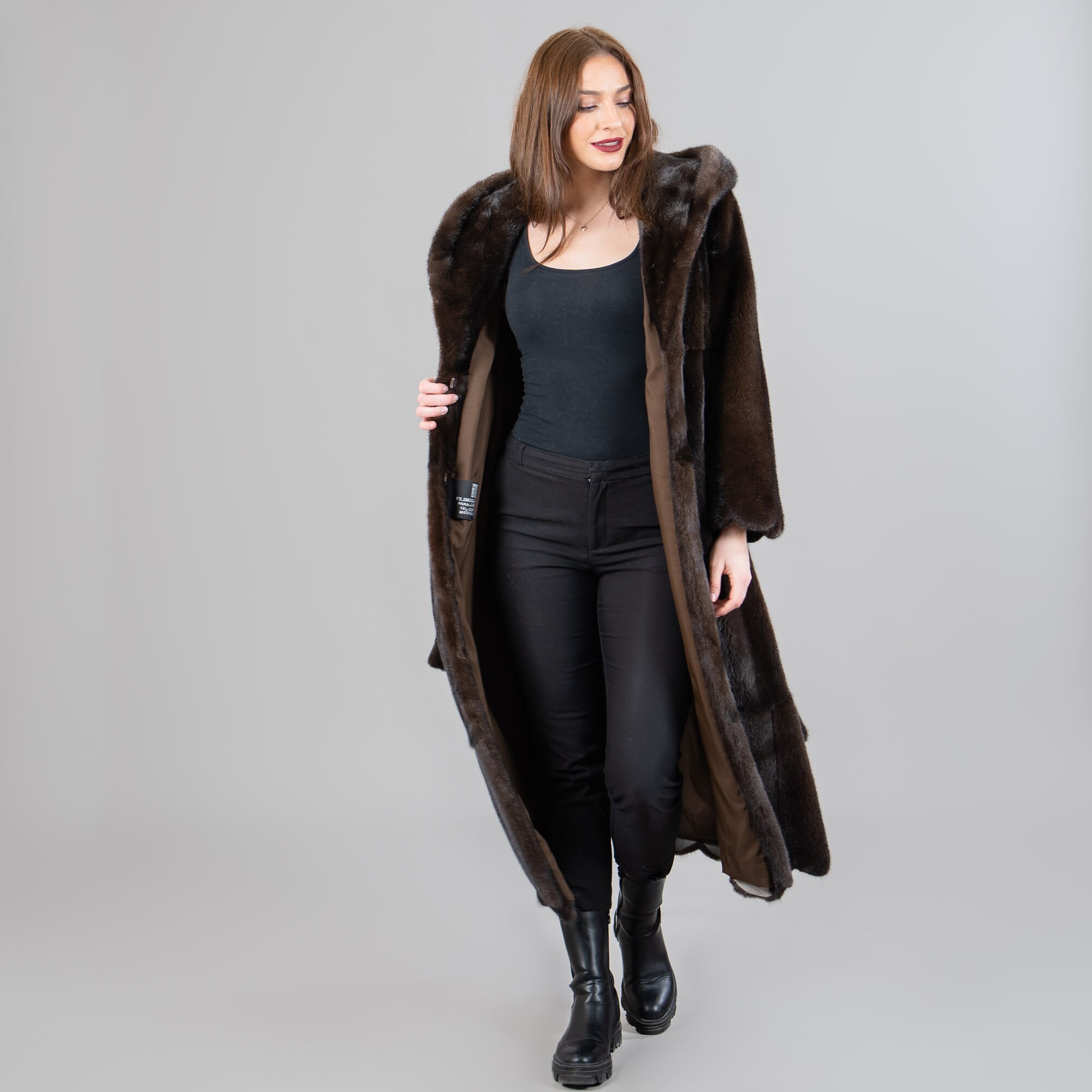 ダークブラウンのロングミンクファーコート - Etsy 日本