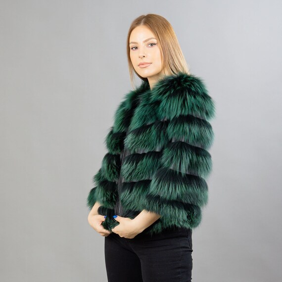 Green fox fur best sale coat