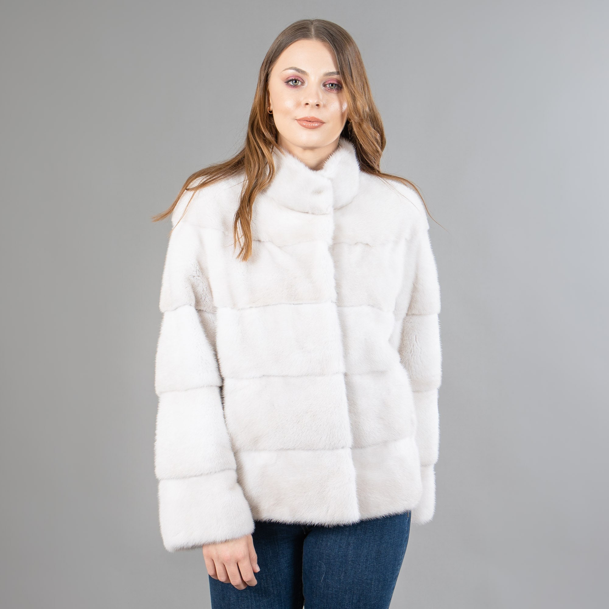 Real Mink Fur Jacket in Beige Color - Etsy Israel