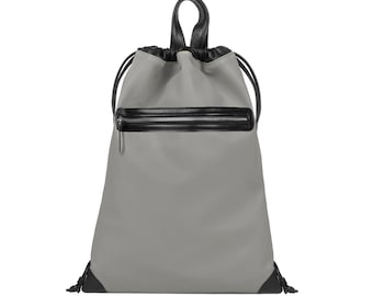 Leather backpack in gray color