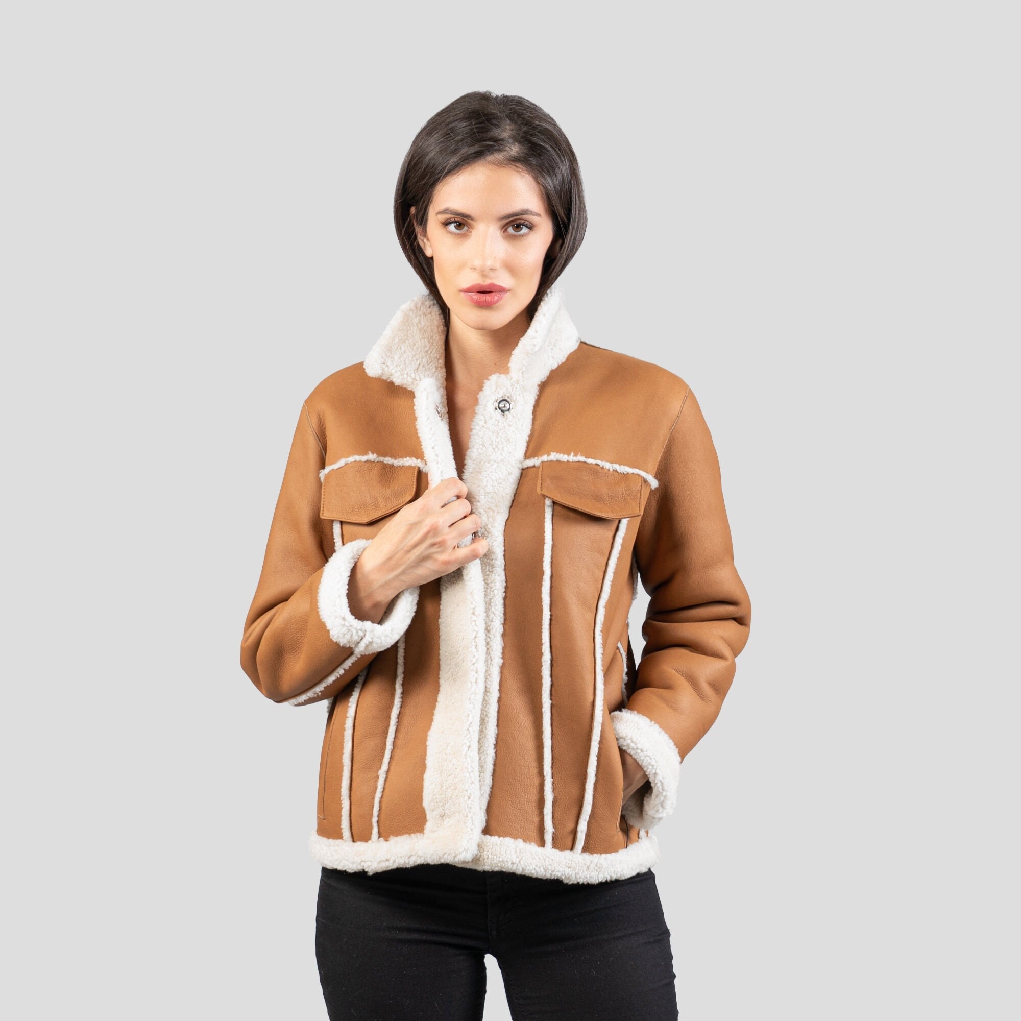 Brown Pilot Reversible Sheepskin Jacket 