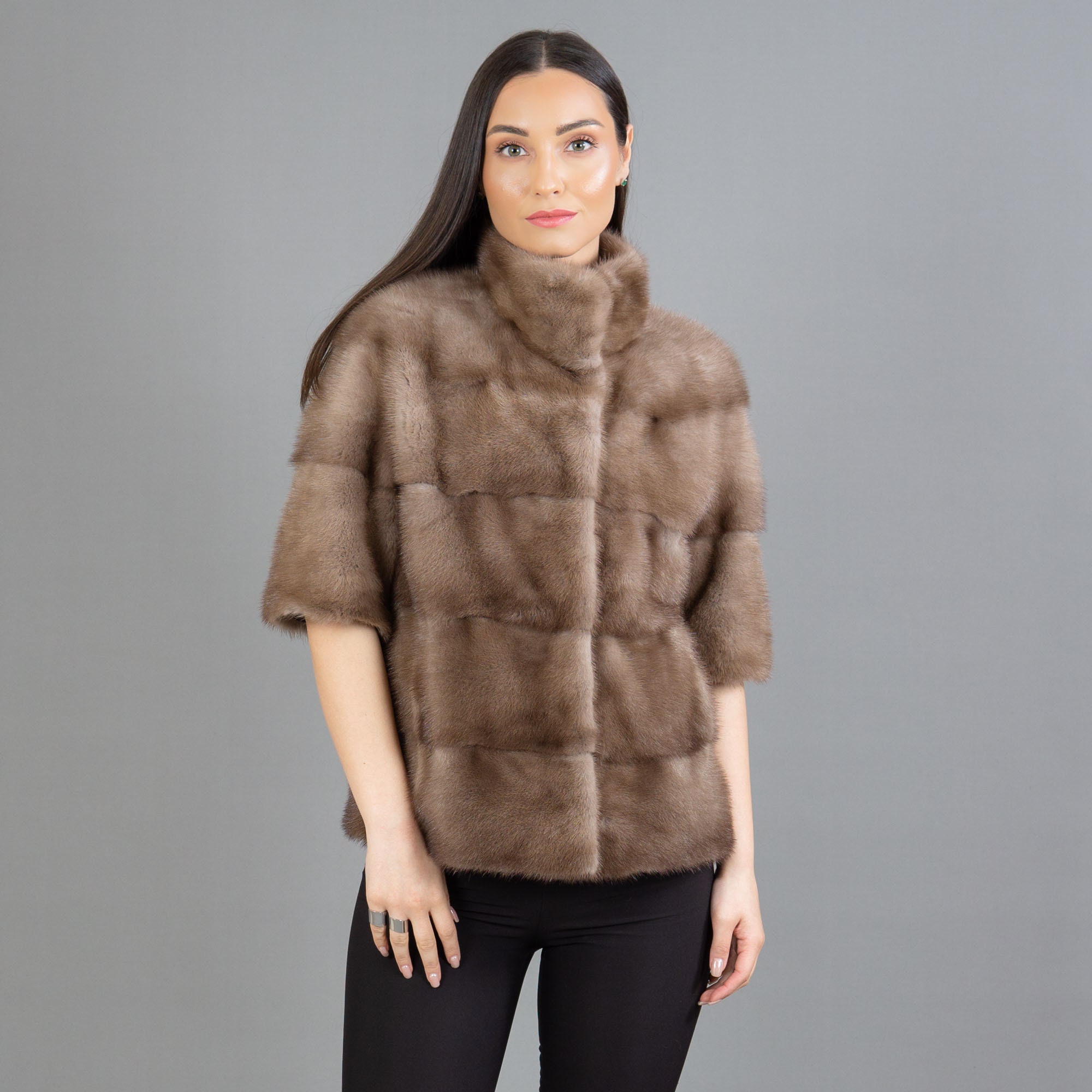 Brown Mink Fur Coat 2 in 1 Styles Mink Fur Jacket 