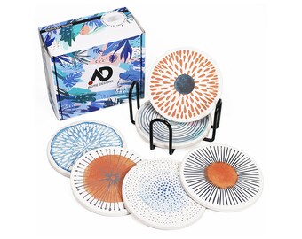 Beautiful Floral Drink Coasters-Absorbent Coasters with Cork Base,Living Room Decoration Gift for Friend,Heat Resistance,Protective,Durable,Ideal for Glasses,Cups & Mugs,4 x 4 x 0.15 inch 6 PCS Beautiful Floral Drink Coasters-Absorbent Coasters with Cork Base,Living Room Decoration Gift for Friend,Heat Resistance,Protective,Durable,Ideal for Glasses,Cups & Mugs,4 x 4 x 0.15 inch 6 PCS