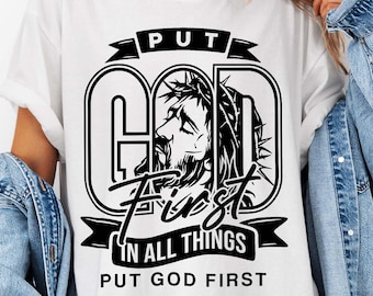 Archivo SVG «Pon a Dios primero en todo», archivo de corte motivacional cristiano, corona de espinas de Jesús (PNG), Jesús (SVG), fe (SVG), versículo bíblico