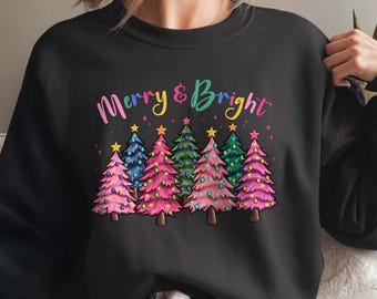 メリー＆ブライトクリスマスPNG、メリー＆ブライトPNG、ピンクのクリスマスツリーPNG、レインボーホリデー昇華、ホリデーパーティーPNG