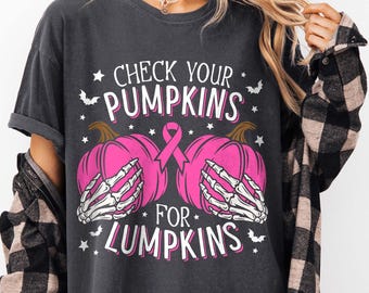 Check Your Pumpkins For Lumpkins Svg Png, Breast Cancer Awareness Halloween Svg, Pink Ribbon Pumpkin Svg for Cricut Sublimation