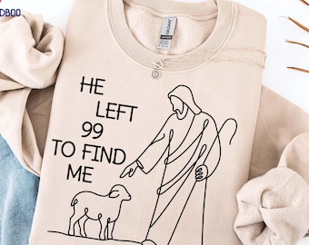 Él dejó a las 99 para encontrarme (SVG/PNG), SVG cristiano, SVG de versículo bíblico, SVG de arte lineal minimalista, SVG de fe, diseño de camiseta de Jesús para Cricut