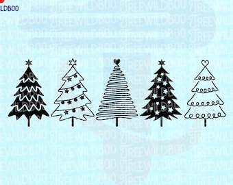 Christmas Tree Svg Bundle, Christmas Svg Png, Holiday Tree Clipart, Festive Cricut Design, Christmas Digital, Cricut, Silhouette, Dxf