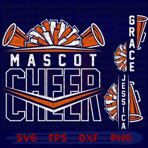 Cheer SVG, Cheerleader SVG, Cheer Team Template, Cheer Mom Shirt SVG, Pom Poms Megaphone png, Cheer Clipart, Cricut Cut File