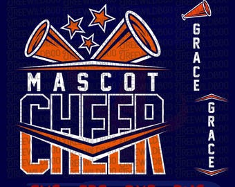 Cheer Svg, Cheerleader Svg, Cheer Team Template SVG, Cheer Mom Svg, Cheerleader Shirt SVG, Pom Poms Megaphone PNG, Cheer Clipart
