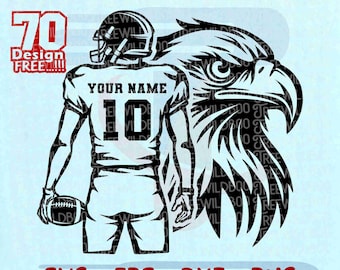 Customized Eagle Football Player SVG, American Football Team Name svg, dxf png eps Files