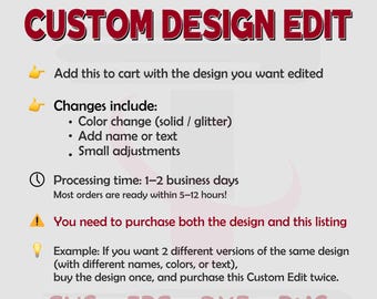 Edición de diseño personalizado / Servicio de cambios y edición personalizados / SVG, DXF, EPS, PNG para Cricut y sublimación