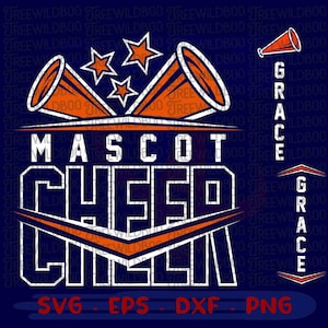 Cheer Team Template SVG, Bold Cheerleading Squad Design, Cheerleader Shirt SVG, Pom Poms Megaphone PNG, Cricut Cut File, Cheer Clipart
