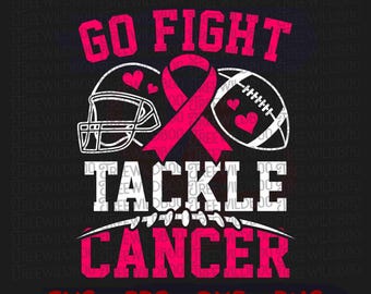 Allez vous battre contre le cancer football SVG, conception de ruban rose de sensibilisation au cancer du sein, Cheer Mom svg, svg de lutte contre le cancer